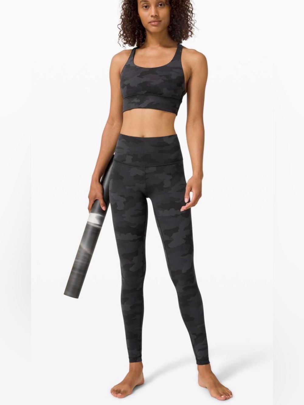 Lululemon Women’s Camo Matching Set Size 4 Leggings & Sports Bra EUC